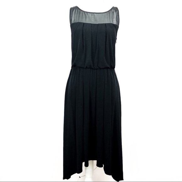 Vince Camuto Sheer Black High Low Sheath Dress 6 - Picture 1 of 5